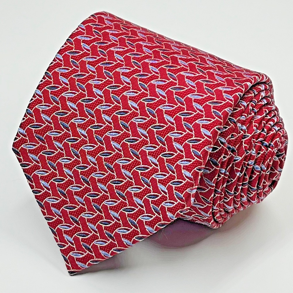 Jos A Bank Executive Collection 61" Silk Men's Necktie Geometric Linked Chevron